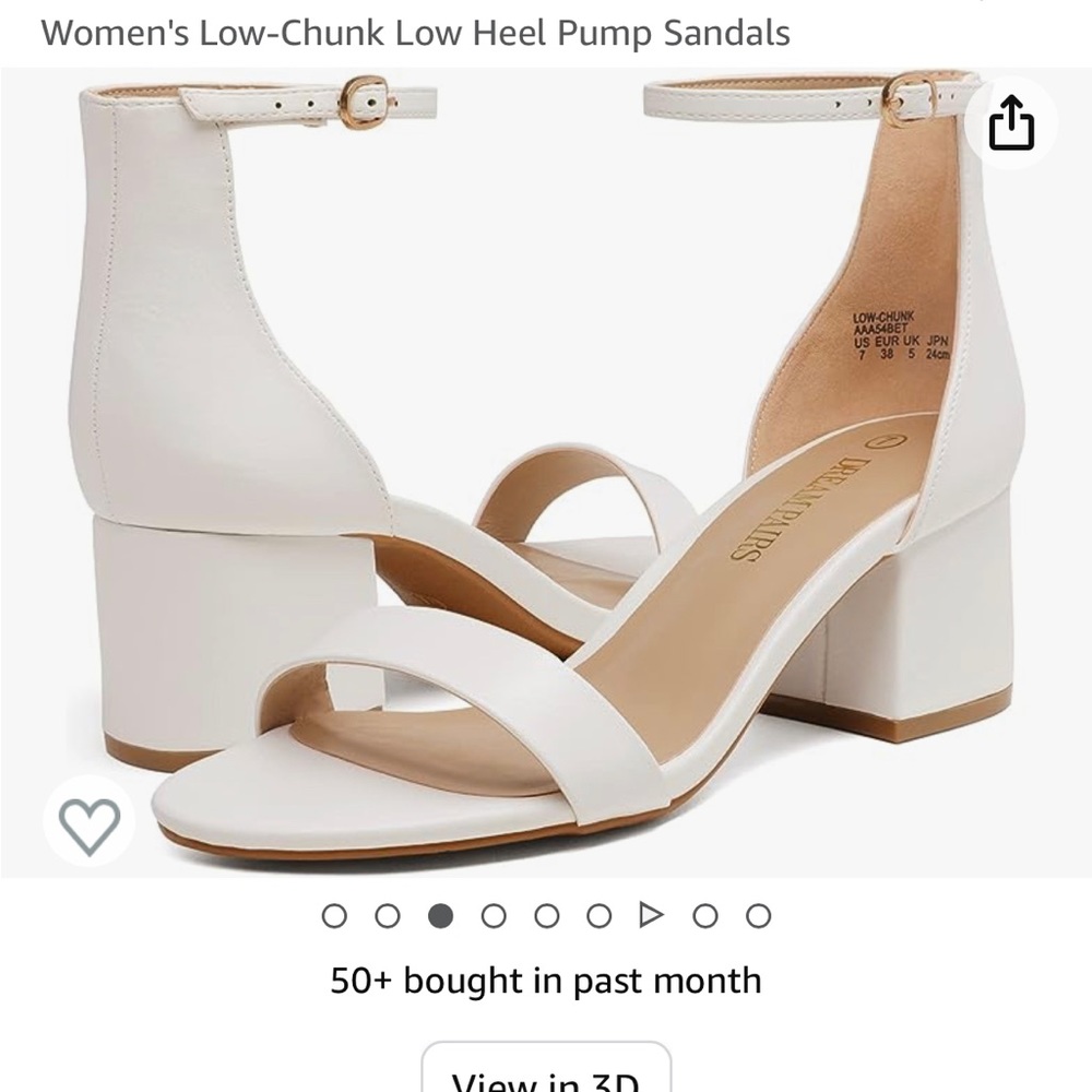 Low white block heel